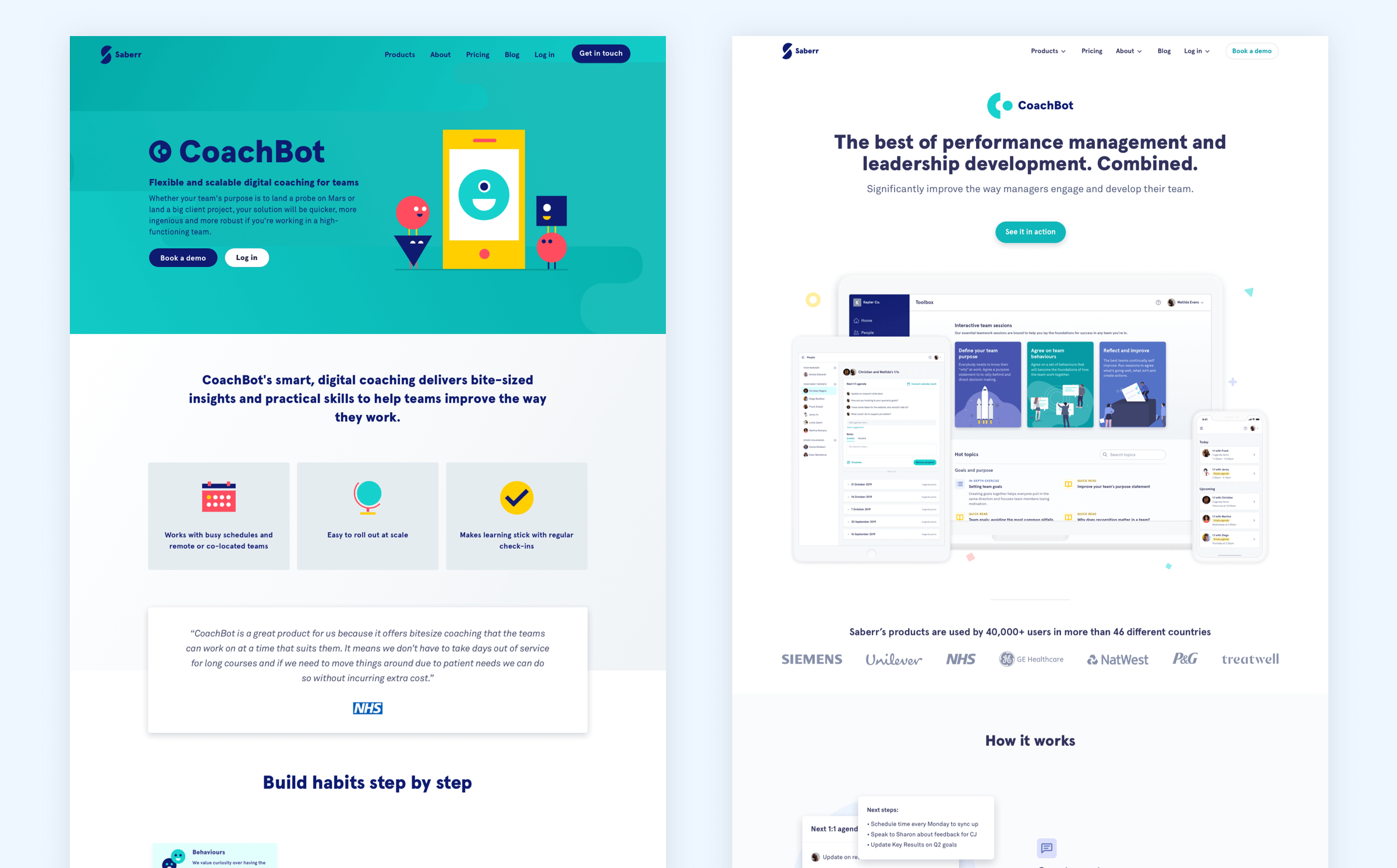Product page before and after